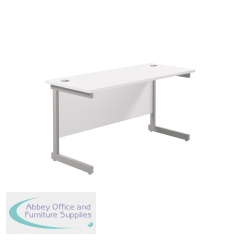 Jemini Single Rectangular Desk 1200x600x730mm White/Silver KF800431