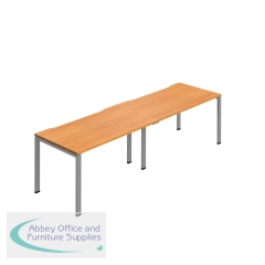 Jemini Two Person Bench Desk 1200x800mm Beech/Silver (Set of 2) KF800434