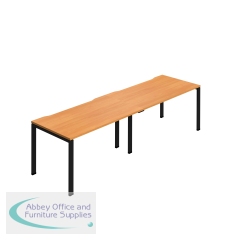 Jemini Two Person Bench Desk 1400x800mm Beech/Black (Set of 2) KF800449