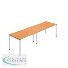 Jemini Two Person Bench Desk 1400x800mm Beech/White (Set of 2) KF800451