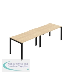 Jemini Two Person Bench Desk 1400x800mm Nova Oak/Black (Set of 2) KF800459