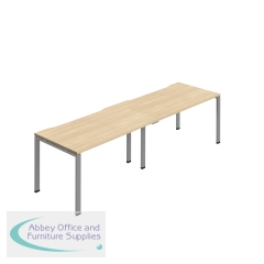 Jemini Two Person Bench Desk 1600x800mm Nova Oak/Silver (Set of 2) KF800477