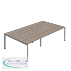 Jemini Four Person Back-to-Back Bench Desk 1200x800mm Grey Oak/Silver (Set of 2) KF800490