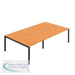 Jemini Four Person Back-to-Back Bench Desk 1400x800mm Beech/Black (Set of 2) KF800499