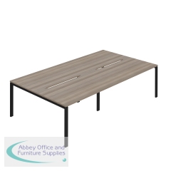 Jemini Four Person Back-to-Back Bench Desk 1400x800mm Grey Oak/Black (Set of 2) KF800506