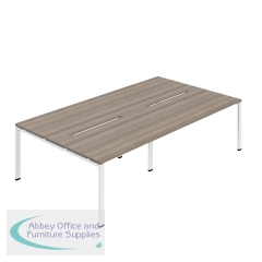 Jemini Four Person Back-to-Back Bench Desk 1400x800mm Grey Oak/White (Set of 2) KF800508