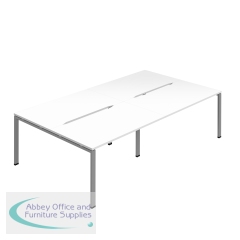 Jemini Four Person Back-to-Back Bench Desk 1400x800mm White/Silver (Set of 2) KF800513