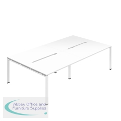 Jemini Four Person Back-to-Back Bench Desk 1400x800mm White (Set of 2) KF800514