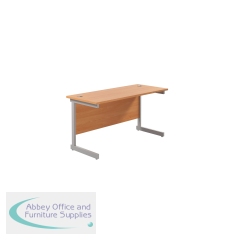 Jemini Single Rectangular Desk 1400x600x730mm Beech/Silver KF800524