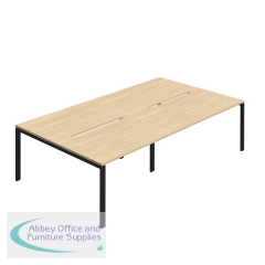 Jemini Four Person Back-to-Back Bench Desk 1600x800mm Nova Oak/Black (Set of 2) KF800526