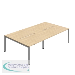 Jemini Four Person Back-to-Back Bench Desk 1600x800mm Nova Oak/Silver (Set of 2) KF800527