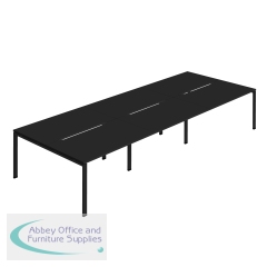 Jemini Six Person Back-to-Back Bench Desk 1200x800mm Black (Set of 3) KF800535