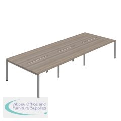 Jemini Six Person Back-to-Back Bench Desk 1200x800mm Grey Oak/Silver (Set of 3) KF800540