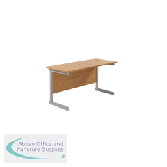 Jemini Single Rectangular Desk 1400x600x730mm Nova Oak/Silver KF800543