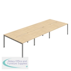 Jemini Six Person Back-to-Back Bench Desk 1200x800mm Nova Oak/Silver (Set of 3) KF800544