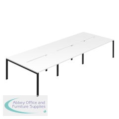 Jemini Six Person Back-to-Back Bench Desk 1200x800mm White/Black (Set of 3) KF800546