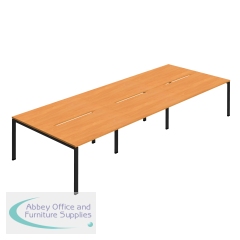 Jemini Six Person Back-to-Back Bench Desk 1400x800mm Beech/Black (Set of 3) KF800549