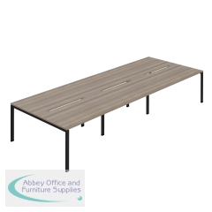 Jemini Six Person Back-to-Back Bench Desk 1400x800mm Grey Oak/Black (Set of 3) KF800555