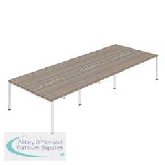 Jemini Six Person Back-to-Back Bench Desk 1400x800mm Grey Oak/White KF800557