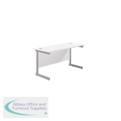 Jemini Single Rectangular Desk 1400x600x730mm White/Silver KF800559