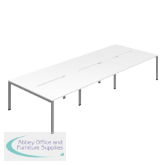 Jemini Six Person Back-to-Back Bench Desk 1400x800mm White/Silver (Set of 3) KF800563