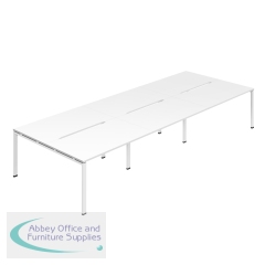Jemini Six Person Back-to-Back Bench Desk 1400x800mm White (Set of 3) KF800564