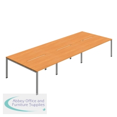 Jemini Six Person Back-to-Back Bench Desk 1600x800mm Beech/Silver (Set of 3) KF800567