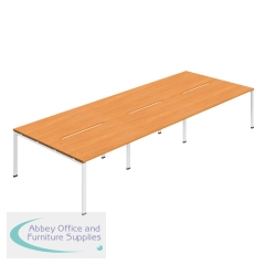 Jemini Six Person Back-to-Back Bench Desk 1600x800mm Beech/White (Set of 3) KF800568