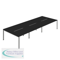 Jemini Six Person Back-to-Back Bench Desk 1600x800mm Black/Silver (Set of 3) KF800570