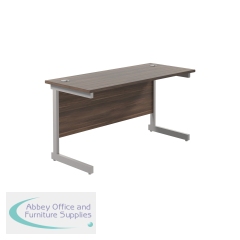 Jemini Single Rectangular Desk 1400x600x730mm Dark Walnut/Silver KF800571