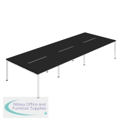 Jemini Six Person Back-to-Back Bench Desk 1600x800mm Black/White (Set of 3) KF800572