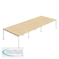 Jemini Six Person Back-to-Back Bench Desk 1600x800mm Nova Oak/White (Set of 3) KF800578