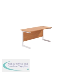 Jemini Single Rectangular Desk 1400x600x730mm Beech/White KF800587
