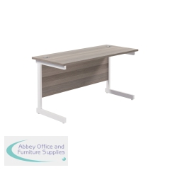Jemini Single Rectangular Desk 1400x600x730mm Grey Oak/White KF800593
