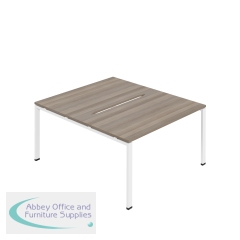 Jemini Two Person Back-to-Back Bench Desk 1400x800mm Grey Oak/White KF800607