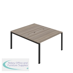 Jemini Two Person Back-to-Back Bench Desk 1600x800mm Grey Oak/Black KF800623