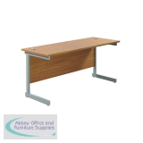 Jemini Single Rectangular Desk 1800x600x730mm Nova Oak/Silver KF800788