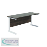Jemini Single Rectangular Desk 1800x600x730mm Dark Walnut/White KF800878