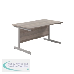 Jemini Single Rectangular Desk 1200x800x730mm Grey Oak/Silver KF801014