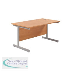Jemini Single Rectangular Desk 1400x800x730mm Beech/Silver KF801126