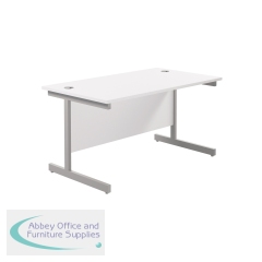 Jemini Single Rectangular Desk 1400x800x730mm White/Silver KF801151