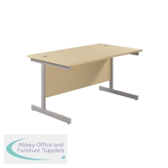 Jemini Single Rectangular Desk 1400x800x730mm Maple/Silver KF801167