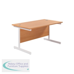Jemini Single Rectangular Desk 1400x800x730mm Beech/White KF801189