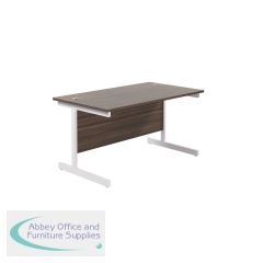 Jemini Single Rectangular Desk 1400x800x730mm Dark Walnut/White KF801235