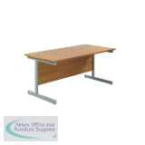 Jemini Single Rectangular Desk 1600x800x730mm Nova Oak/Silver KF801263