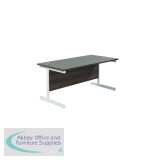 Jemini Single Rectangular Desk 1600x800x730mm Dark Walnut/White KF801353