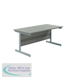Jemini Single Rectangular Desk 1800x800x730mm Grey Oak/Silver KF801375
