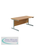 Jemini Single Rectangular Desk 1800x800x730mm Nova Oak/Silver KF801381