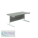 Jemini Single Rectangular Desk 1800x800x730mm Grey Oak/White KF801437