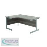 Jemini Radial Left Hand Cantilever Desk 1600x1200x730mm Grey Oak/Silver KF801734